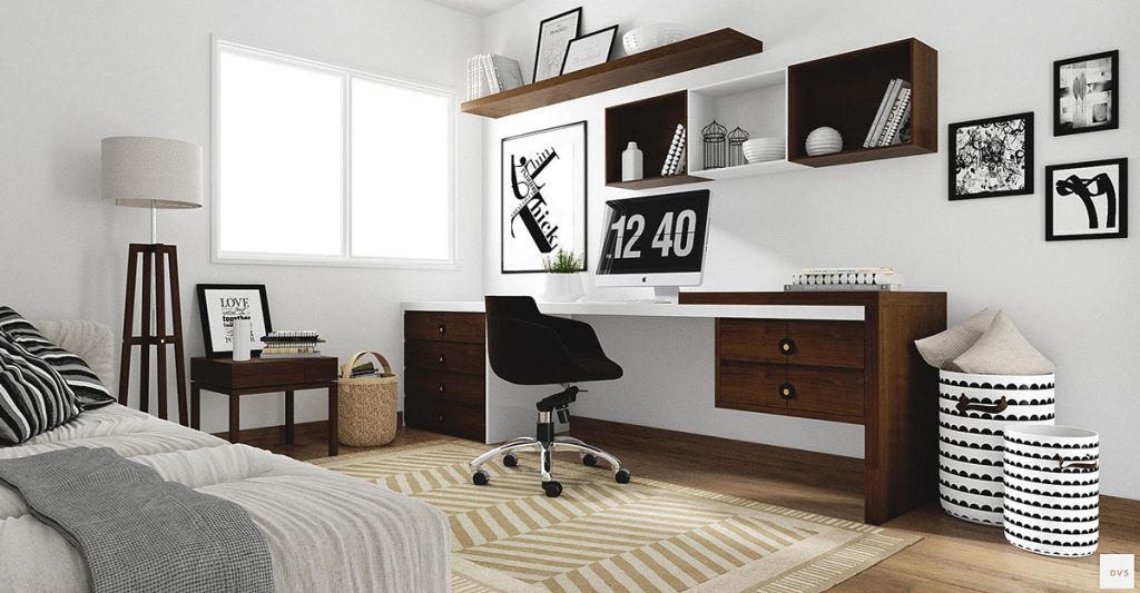 Bedroom office layout