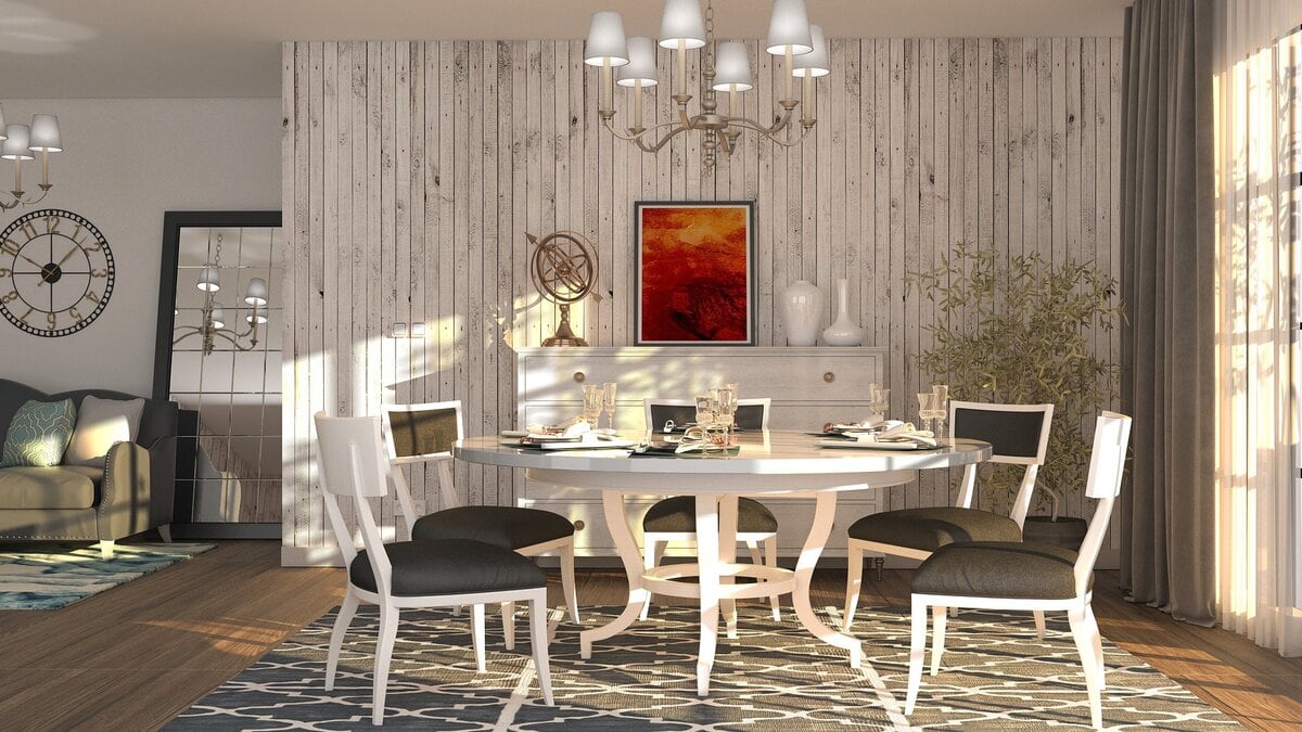 Contemporary French farmhouse dining room decor by Homilo