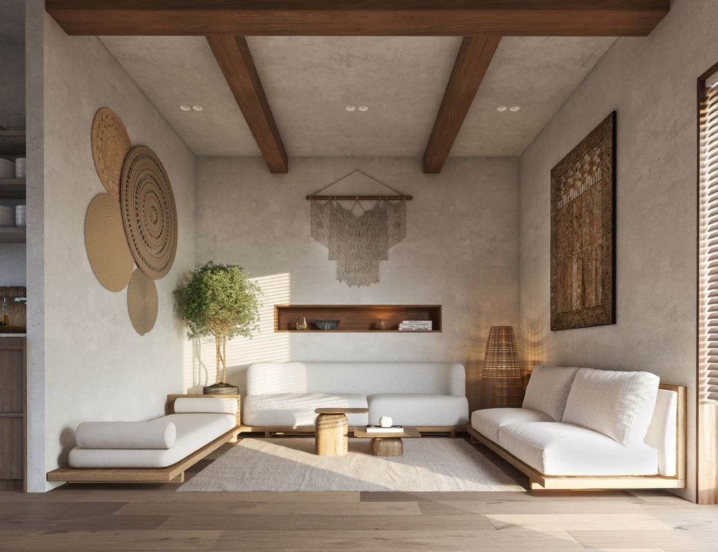 Modern minimal boho living room