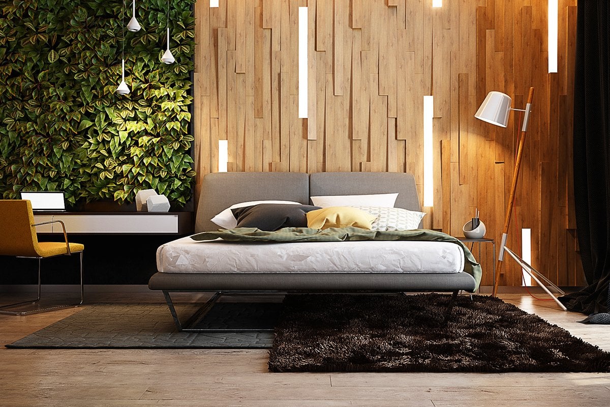 3D & green bedroom accent walls