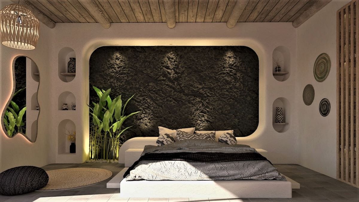 Organic bedroom accent wall by Homilo
