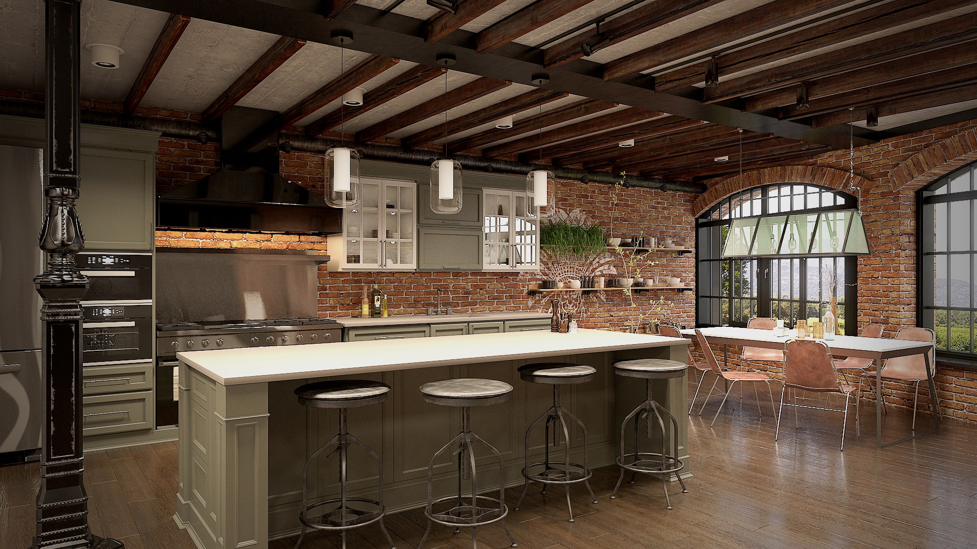 Urban Flair of Rustic Industrial Kitchen