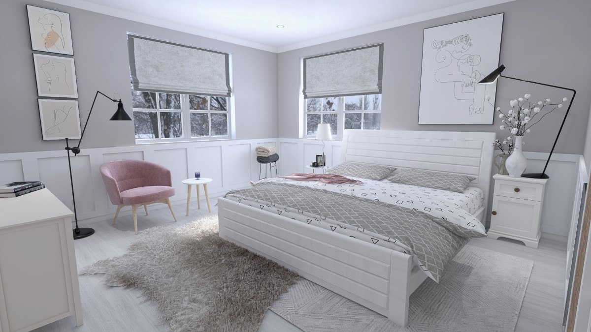 All-white Scandinavian bedroom