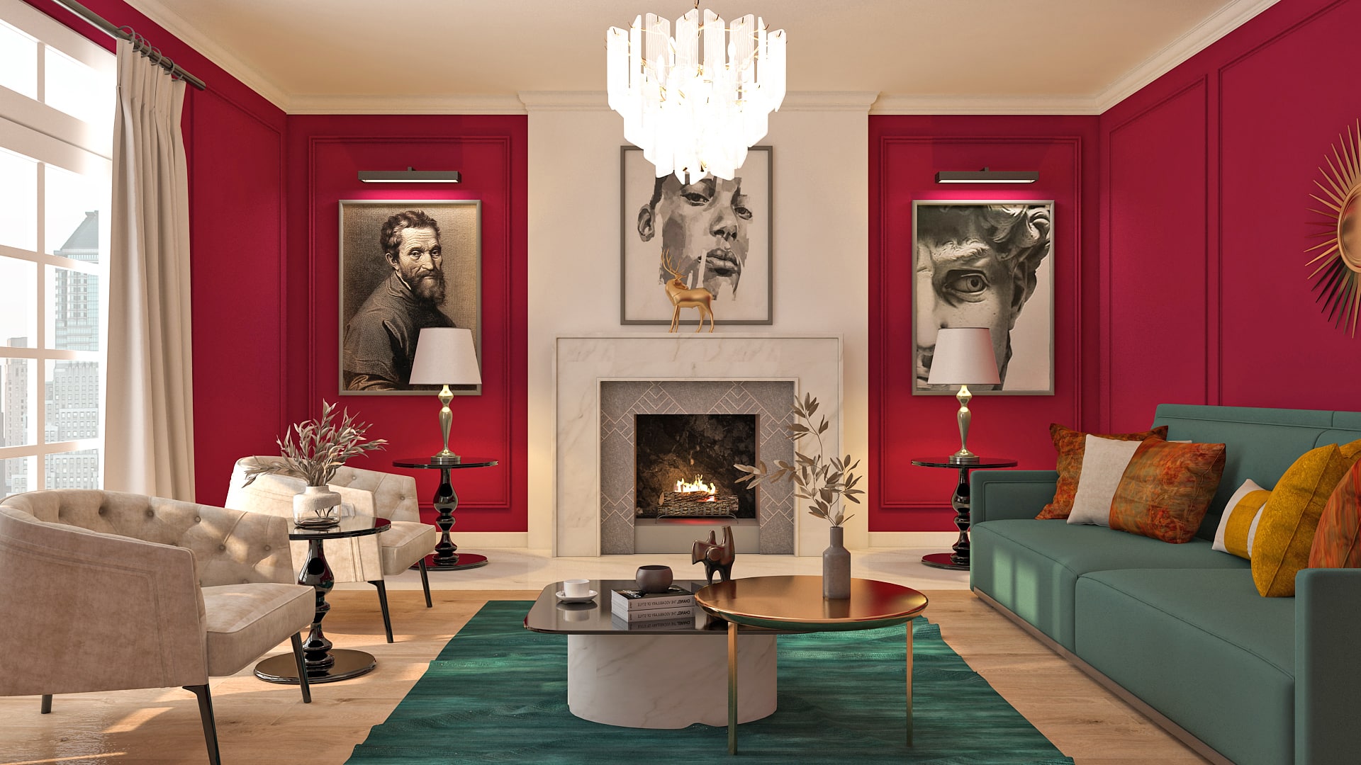 Contemporary Classic Jewel-Toned Living Room